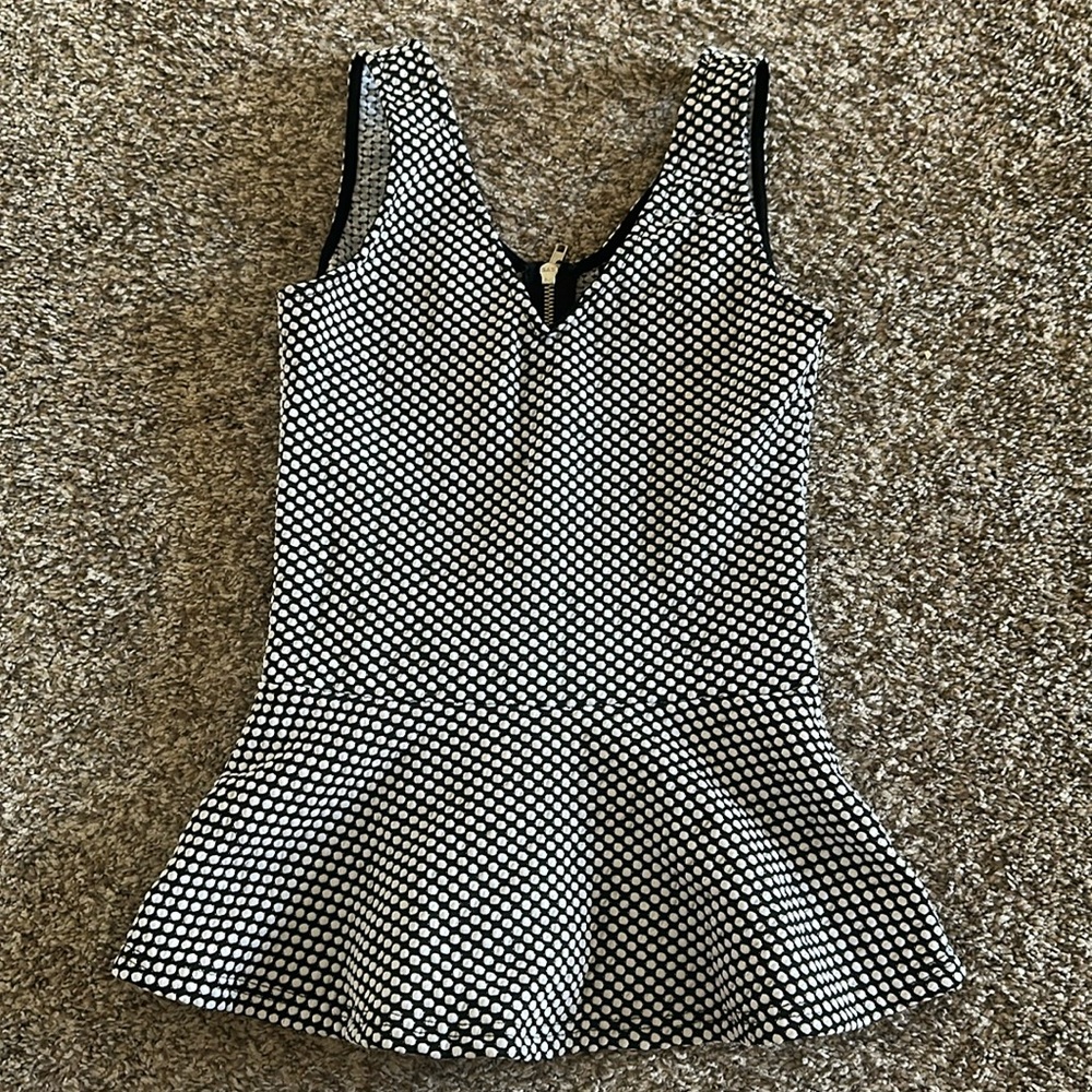 H&M Peplum Polkadot Tank- Black & White